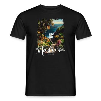 Madeira Island Portugal Vacation Souvenir Tours - Men's T-Shirt - black - Front - AI Model Male 178 light (178cm)