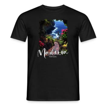 Madeira Island Portugal Vacation Souvenir Tours - Men's T-Shirt - black - Front - AI Model Male 178 light (178cm)
