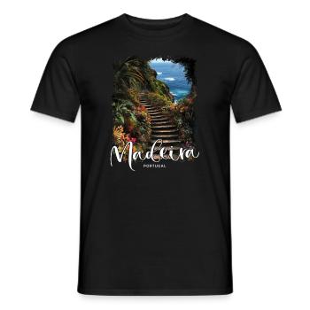 Madeira Island Portugal Vacation Souvenir Tours - Men's T-Shirt - black - Front - AI Model Male 178 light (178cm)