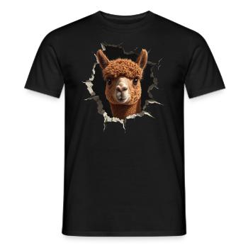 Funny Alpaca Alpaca Lover Cute Zoo Animals - Men's T-Shirt - black - Front - AI Model Male 178 light (178cm)
