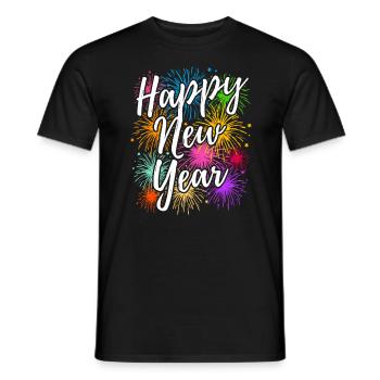 Tenue de fête du Nouvel An Nouvel An Bonne Année - T-shirt homme - noir - Devant - AI Model Male 178 light (178cm)