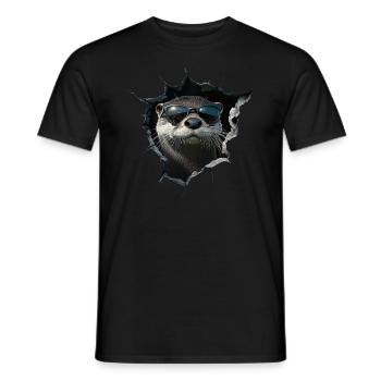 Funny Otter Otter Lover Cute Otter Zoo - Men's T-Shirt - black - Front - AI Model Male 178 light (178cm)