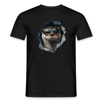 Funny Otter Otter Lover Cute Otter Zoo - Men's T-Shirt - black - Front - AI Model Male 178 light (178cm)