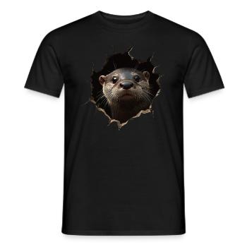 Funny Otter Otter Lover Cute Otter Zoo - Men's T-Shirt - black - Front - AI Model Male 178 light (178cm)
