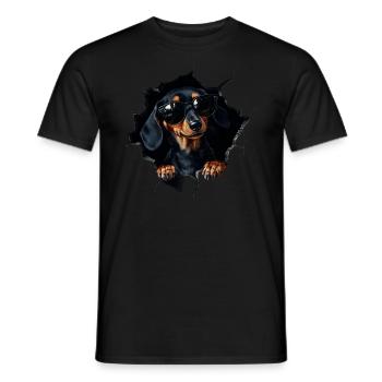 Drôle de chien Propriétaire de chien Chien mignon Teckel - T-shirt homme - noir - Devant - AI Model Male 178 light (178cm)