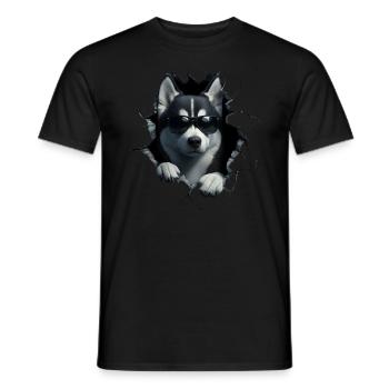 Lustiges Hunde Hundebesitzer Süßer Hund Husky - Männer T-Shirt - Schwarz - Vorne - AI Model Male 178 light (178cm)