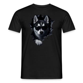 Drôle de chiens Propriétaire de chien Chien mignon Husky - T-shirt homme - noir - Devant - AI Model Male 178 light (178cm)