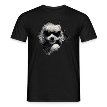 Drôle de chien propriétaire Chien mignon caniche - T-shirt homme - noir - Devant - AI Model Male 178 light (178cm)