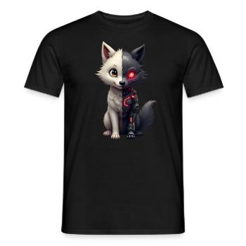Lustiger Roboter Kunst Wolf Cyborg Tier AI Wolf - Männer T-Shirt - Schwarz - Vorne - AI Model Male 178 light (178cm)