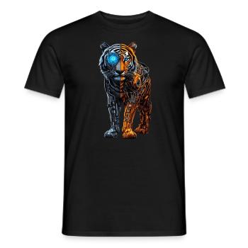 Lustiger Roboter Kunst Tiger Cyborg Tier AI Tiger - Männer T-Shirt - Schwarz - Vorne - AI Model Male 178 light (178cm)