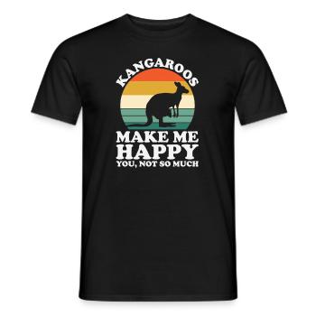 Kangaroos Make Me Happy Funny Kangaroo - Men's T-Shirt - black - Front - AI Model Male 178 light (178cm)