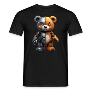 Robot Drôle Tech Ours En Peluche Cyborg Animal Ours - T-shirt homme - noir - Devant - AI Model Male 178 light (178cm)