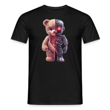 Robot Drôle Tech Ours En Peluche Cyborg Animal Ours - T-shirt homme - noir - Devant - AI Model Male 178 light (178cm)