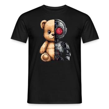 Lustige Roboter Tech Teddybär Cyborg Tier Bär - Männer T-Shirt - Schwarz - Vorne - AI Model Male 178 light (178cm)