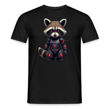 Lustige Roboter Tech Waschbär Cyborg Tier Raccoon - Männer T-Shirt - Schwarz - Vorne - AI Model Male 178 light (178cm)