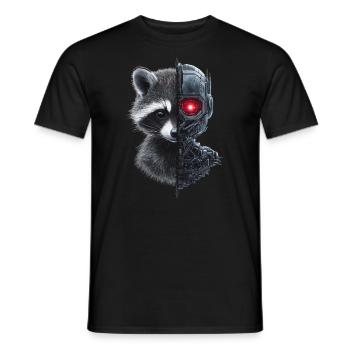 Lustige Roboter Tech Waschbär Cyborg Tier Raccoon - Männer T-Shirt - Schwarz - Vorne - AI Model Male 178 light (178cm)