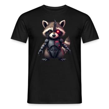 Lustige Roboter Tech Waschbär Cyborg Tier Raccoon - Männer T-Shirt - Schwarz - Vorne - AI Model Male 178 light (178cm)