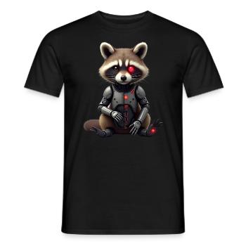 Lustige Roboter Tech Waschbär Cyborg Tier Raccoon - Männer T-Shirt - Schwarz - Vorne - AI Model Male 178 light (178cm)