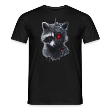 Lustige Roboter Tech Waschbär Cyborg Tier Raccoon - Männer T-Shirt - Schwarz - Vorne - AI Model Male 178 light (178cm)