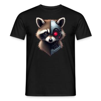 Lustige Roboter Tech Waschbär Cyborg Tier Raccoon - Männer T-Shirt - Schwarz - Vorne - AI Model Male 178 light (178cm)