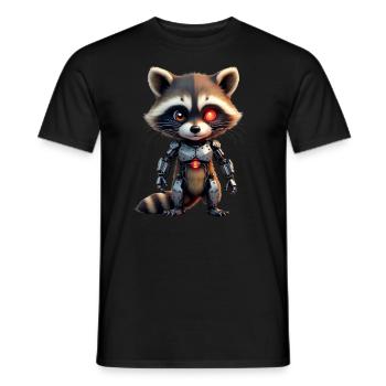 Lustige Roboter Tech Waschbär Cyborg Tier Raccoon - Männer T-Shirt - Schwarz - Vorne - AI Model Male 178 light (178cm)