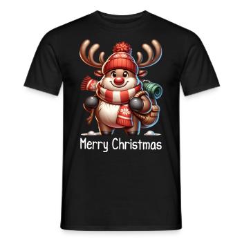 Funny Christmas Reindeer Winter Holiday - Men's T-Shirt - black - Front - AI Model Male 178 light (178cm)
