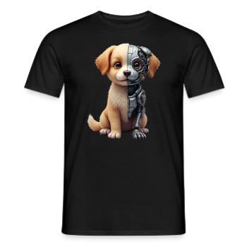 Funny Robot Dog Cyborg Animal AI Dog Robot - Men's T-Shirt - black - Front - AI Model Male 178 light (178cm)