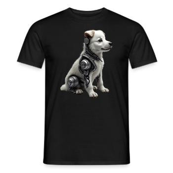Funny Robot Dog Cyborg Animal AI Dog Robot - Men's T-Shirt - black - Front - AI Model Male 178 light (178cm)