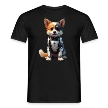 Funny Robot Dog Cyborg Animal AI Dog Robot - Men's T-Shirt - black - Front - AI Model Male 178 light (178cm)