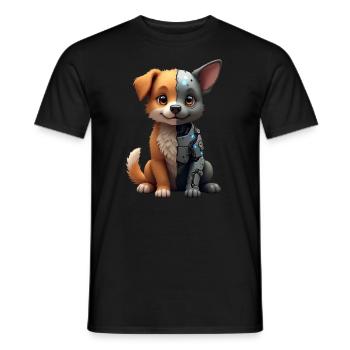 Funny Robot Dog Cyborg Animal AI Dog Robot - Men's T-Shirt - black - Front - AI Model Male 178 light (178cm)