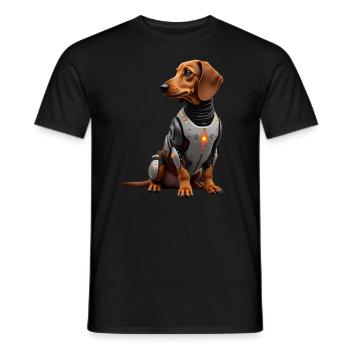 Funny Robot Dog Cyborg Animal AI Dog Robot - Men's T-Shirt - black - Front - AI Model Male 178 light (178cm)