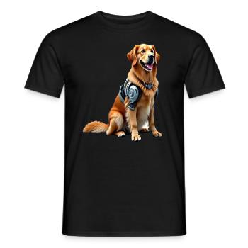 Funny Robot Dog Cyborg Animal AI Dog Robot - Men's T-Shirt - black - Front - AI Model Male 178 light (178cm)