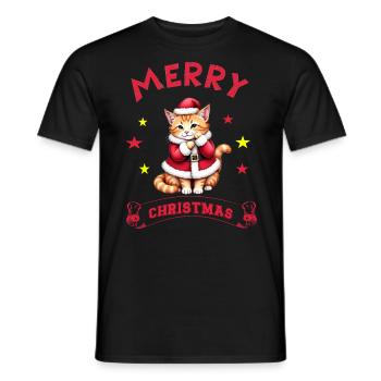 Joyeux Noël Catmas Chaton Chat Mignon - T-shirt homme - noir - Devant - AI Model Male 178 light (178cm)