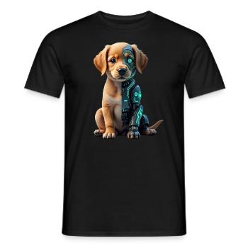 Funny Robot Dog Cyborg Animal AI Dog Robot - Men's T-Shirt - black - Front - AI Model Male 178 light (178cm)