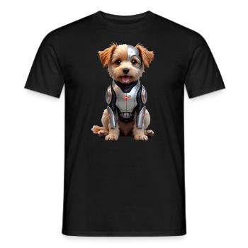 Funny Robot Dog Cyborg Animal AI Dog Robot - Men's T-Shirt - black - Front - AI Model Male 178 light (178cm)