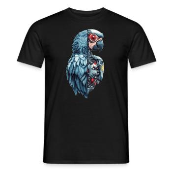 Lustige Roboter Kunst Papagei Cyborg Vogel Parrot - Männer T-Shirt - Schwarz - Vorne - AI Model Male 178 light (178cm)