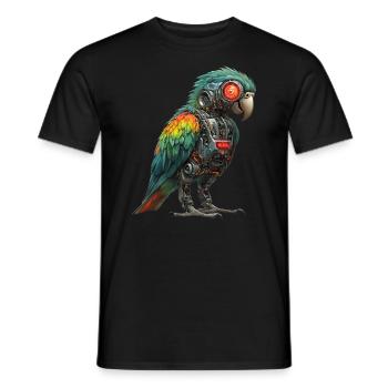 Lustige Roboter Kunst Papagei Cyborg Vogel Parrot - Männer T-Shirt - Schwarz - Vorne - AI Model Male 178 light (178cm)