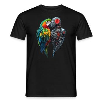Lustige Roboter Kunst Papagei Cyborg Vogel Parrot - Männer T-Shirt - Schwarz - Vorne - AI Model Male 178 light (178cm)