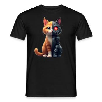 Funny Robot Cat Tech Cats Cyborg Animal Cat - Men's T-Shirt - black - Front - AI Model Male 178 light (178cm)