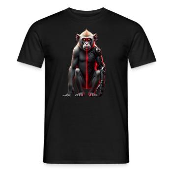 Drôle Robot Art Singe Cyborg Animal AI Monkey - T-shirt homme - noir - Devant - AI Model Male 178 light (178cm)