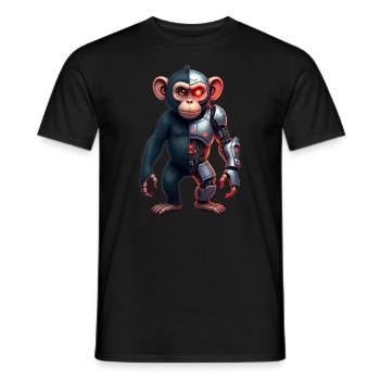 Drôle Robot Art Singe Cyborg Animal AI Monkey - T-shirt homme - noir - Devant - AI Model Male 178 light (178cm)