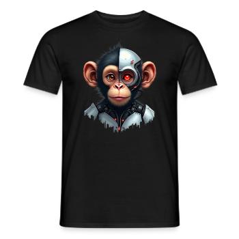 Lustiger Roboter Kunst Affe Cyborg Tier AI Monkey - Männer T-Shirt - Schwarz - Vorne - AI Model Male 178 light (178cm)