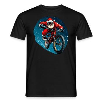 Downhiller Santa Claus / Downhill Bike - Men's T-Shirt - black - Front - AI Model Male 178 light (178cm)