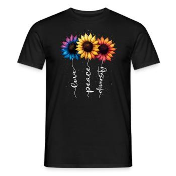 Summer Flowers Inspiration Love LGBTQ Rainbow - Men's T-Shirt - black - Front - AI Model Male 178 light (178cm)