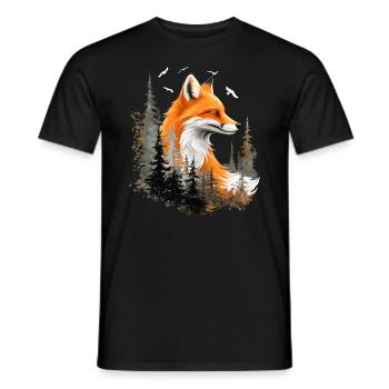 Fox Lover Woodland Flowers Art Foxes Cute Fox - Men's T-Shirt - black - Front - AI Model Male 178 light (178cm)