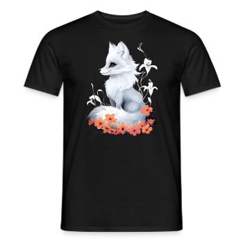 Fox Lover Woodland Flowers Art Foxes Cute Fox - Men's T-Shirt - black - Front - AI Model Male 178 light (178cm)