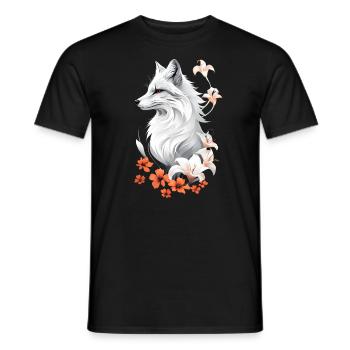 Fox Lover Woodland Flowers Art Foxes Cute Fox - Men's T-Shirt - black - Front - AI Model Male 178 light (178cm)