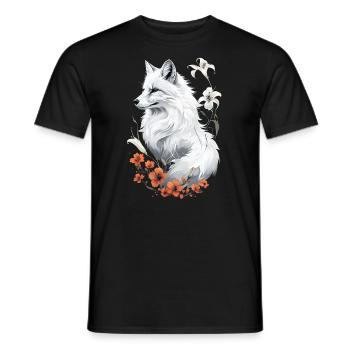 Fox Lover Woodland Flowers Art Foxes Cute Fox - Men's T-Shirt - black - Front - AI Model Male 178 light (178cm)