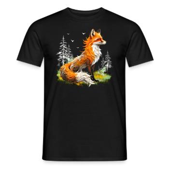 Fox Lover Woodland Flowers Art Foxes Cute Fox - Men's T-Shirt - black - Front - AI Model Male 178 light (178cm)