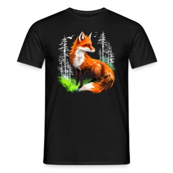 Fox Lover Woodland Flowers Art Foxes Cute Fox - Men's T-Shirt - black - Front - AI Model Male 178 light (178cm)